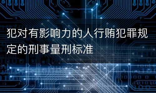 犯对有影响力的人行贿犯罪规定的刑事量刑标准
