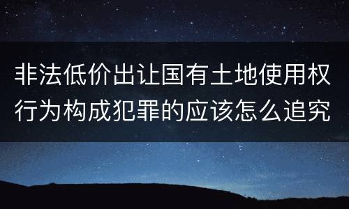 非法低价出让国有土地使用权行为构成犯罪的应该怎么追究刑事责任