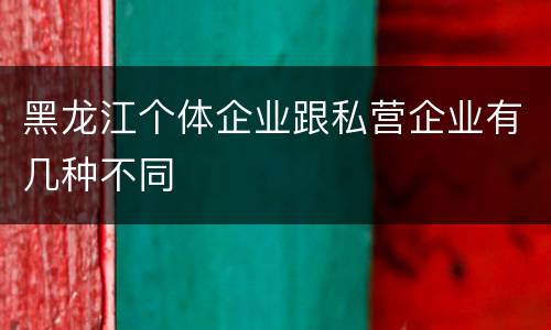 黑龙江个体企业跟私营企业有几种不同
