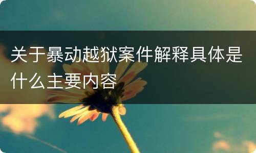 关于暴动越狱案件解释具体是什么主要内容