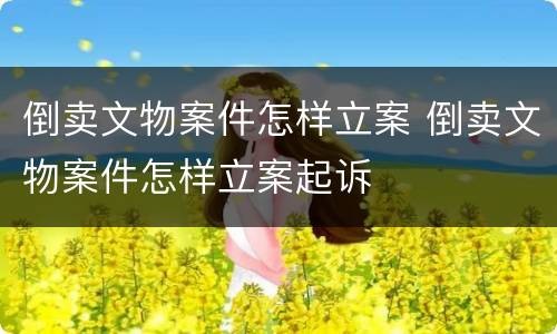 倒卖文物案件怎样立案 倒卖文物案件怎样立案起诉