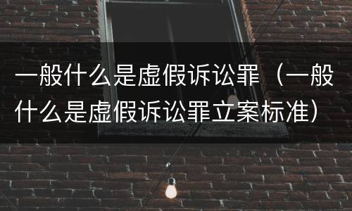 一般什么是虚假诉讼罪（一般什么是虚假诉讼罪立案标准）