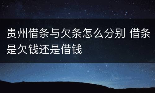 贵州借条与欠条怎么分别 借条是欠钱还是借钱