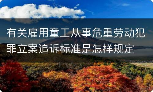 有关雇用童工从事危重劳动犯罪立案追诉标准是怎样规定