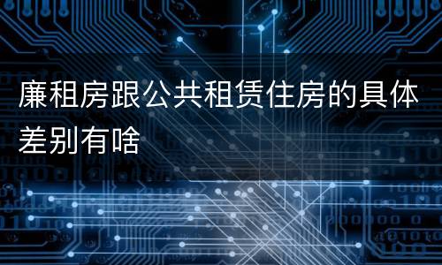 廉租房跟公共租赁住房的具体差别有啥