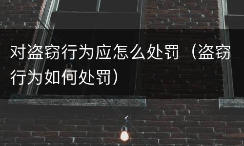 对盗窃行为应怎么处罚（盗窃行为如何处罚）