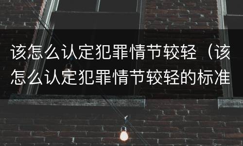 该怎么认定犯罪情节较轻（该怎么认定犯罪情节较轻的标准）