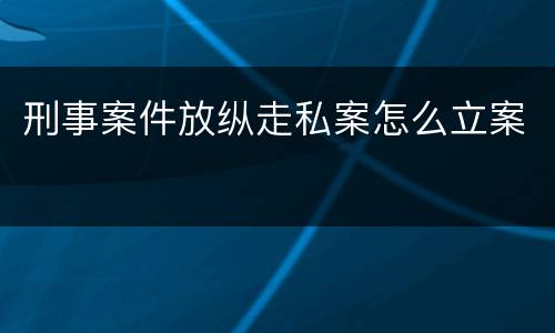 刑事案件放纵走私案怎么立案