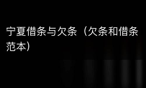 宁夏借条与欠条（欠条和借条范本）