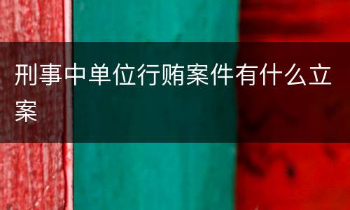 刑事中单位行贿案件有什么立案