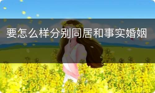 要怎么样分别同居和事实婚姻