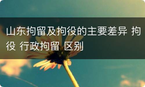 山东拘留及拘役的主要差异 拘役 行政拘留 区别