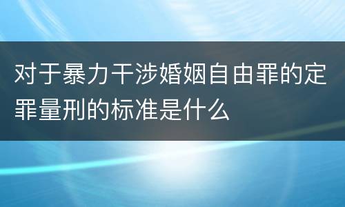 对于暴力干涉婚姻自由罪的定罪量刑的标准是什么