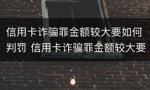 信用卡诈骗罪金额较大要如何判罚 信用卡诈骗罪金额较大要如何判罚呢