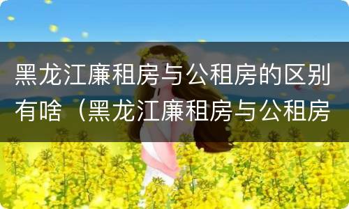 黑龙江廉租房与公租房的区别有啥（黑龙江廉租房与公租房的区别有啥区别吗）