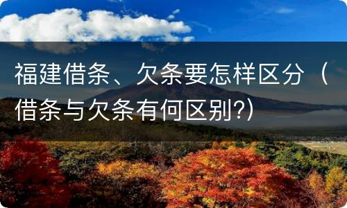 福建借条、欠条要怎样区分（借条与欠条有何区别?）