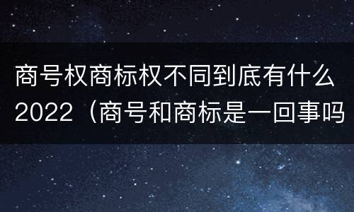 商号权商标权不同到底有什么2022（商号和商标是一回事吗）