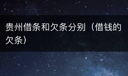 贵州借条和欠条分别（借钱的欠条）