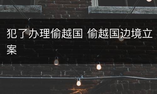 犯了办理偷越国 偷越国边境立案