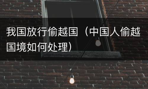 我国放行偷越国（中国人偷越国境如何处理）