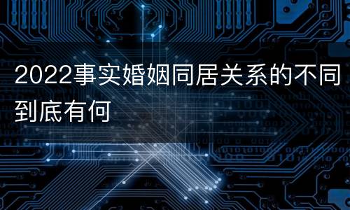2022事实婚姻同居关系的不同到底有何
