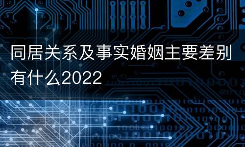 同居关系及事实婚姻主要差别有什么2022