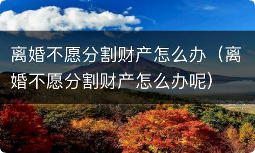 离婚不愿分割财产怎么办（离婚不愿分割财产怎么办呢）