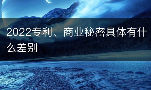 2022专利、商业秘密具体有什么差别