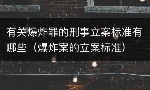 有关爆炸罪的刑事立案标准有哪些（爆炸案的立案标准）