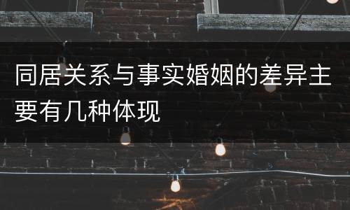 同居关系与事实婚姻的差异主要有几种体现