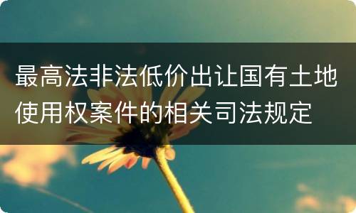 最高法非法低价出让国有土地使用权案件的相关司法规定