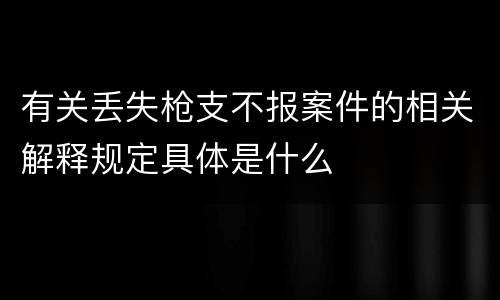 有关丢失枪支不报案件的相关解释规定具体是什么