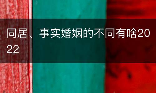 同居、事实婚姻的不同有啥2022