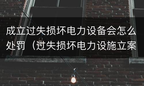 成立过失损坏电力设备会怎么处罚（过失损坏电力设施立案标准）