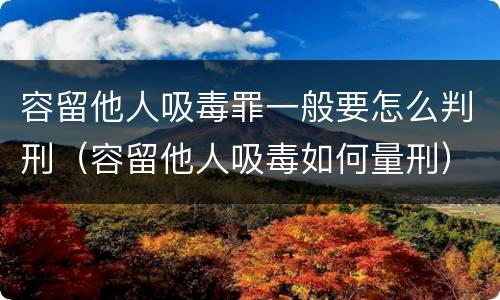 容留他人吸毒罪一般要怎么判刑（容留他人吸毒如何量刑）
