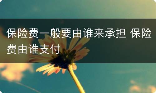 保险费一般要由谁来承担 保险费由谁支付