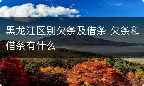 黑龙江区别欠条及借条 欠条和借条有什么