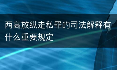 两高放纵走私罪的司法解释有什么重要规定