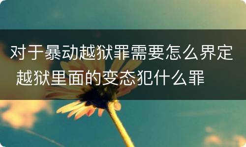 对于暴动越狱罪需要怎么界定 越狱里面的变态犯什么罪