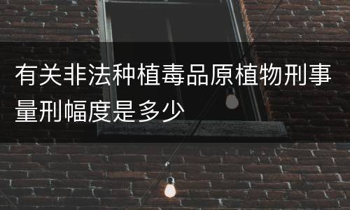 有关非法种植毒品原植物刑事量刑幅度是多少