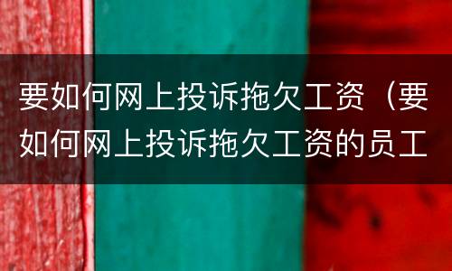 要如何网上投诉拖欠工资（要如何网上投诉拖欠工资的员工）