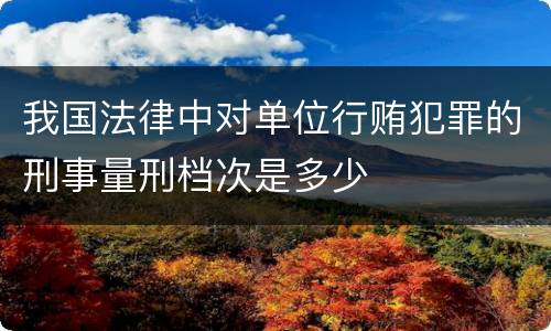 我国法律中对单位行贿犯罪的刑事量刑档次是多少