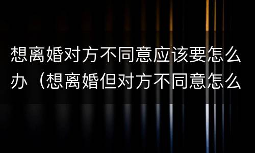 想离婚对方不同意应该要怎么办（想离婚但对方不同意怎么办）