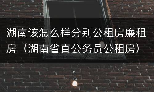 湖南该怎么样分别公租房廉租房（湖南省直公务员公租房）