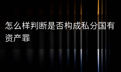 怎么样判断是否构成私分国有资产罪