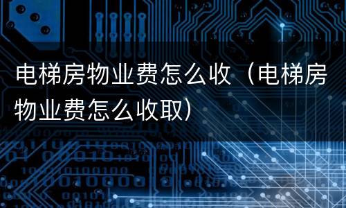 电梯房物业费怎么收（电梯房物业费怎么收取）