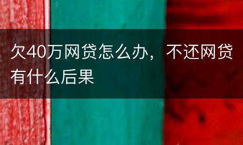 欠40万网贷怎么办，不还网贷有什么后果