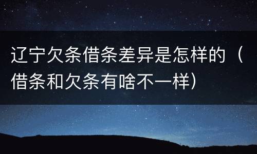 辽宁欠条借条差异是怎样的（借条和欠条有啥不一样）