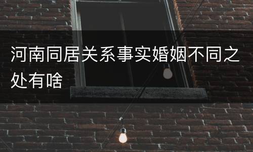 河南同居关系事实婚姻不同之处有啥