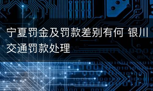 宁夏罚金及罚款差别有何 银川交通罚款处理